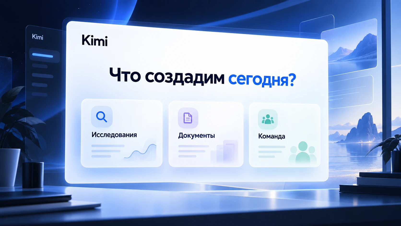 Рабочее пространство Kimi с инструментами для командной работы